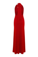 Red INES Jersey Long Dress by Nazlı Ceren, a stylish maxi dress with a flowing silhouette and elegant design.