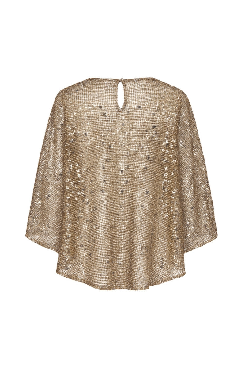 Nazlı Ceren VIONA crochet cape in antique bronze, featuring intricate crochet patterns and elegant drape, perfect for stylish layering.