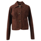Double A Heather suede jacket in brown, stylish women's jacket with a soft suede texture and tailored fit.