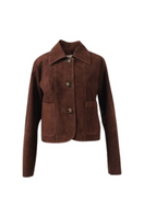 Double A Heather suede jacket in brown, stylish women's jacket with a soft suede texture and tailored fit.