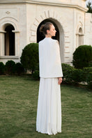 Tracy Studio velvet satin and chiffon gown co-ords set with elegant draped fabric and intricate detailing.