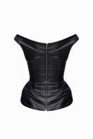 Black EFFY corset top by BALYKINA with lace-up front and structured design, displayed on a neutral background.