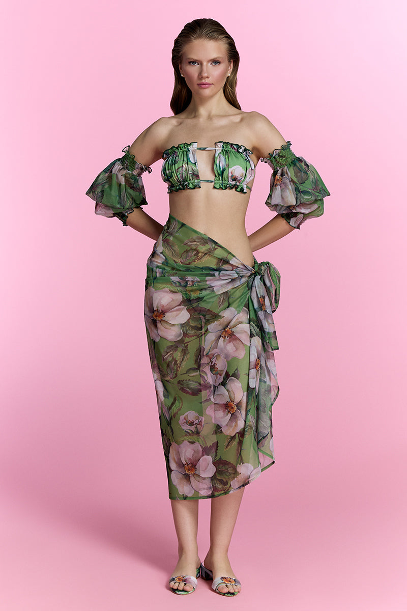 Nur Karaata Sheer Escape Pareo cover-up featuring lightweight, flowing fabric ideal for beach or poolside wear.