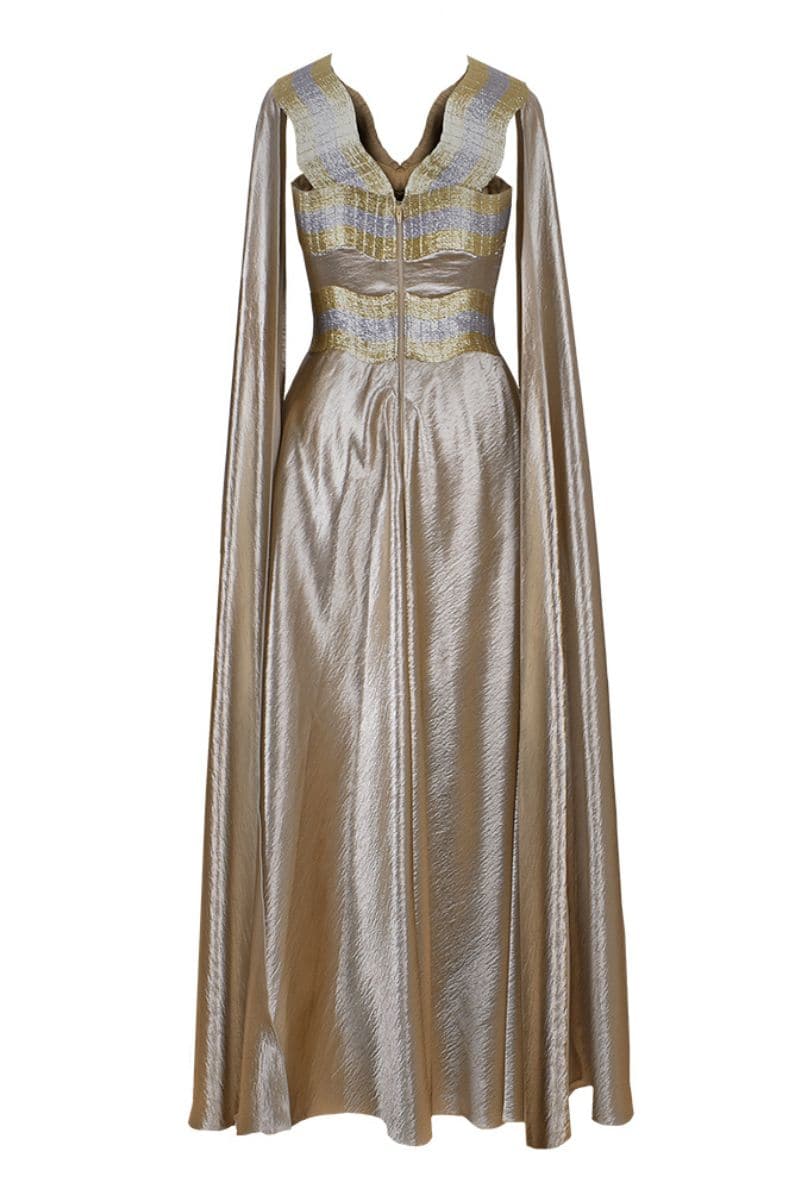 TEXTURED SATIN GOLD KAFTAN GOWN - CULT MIA