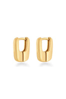 Gold Rita earrings by Sara Shala, elegant gold earrings with a sleek design, showcased on a white background.