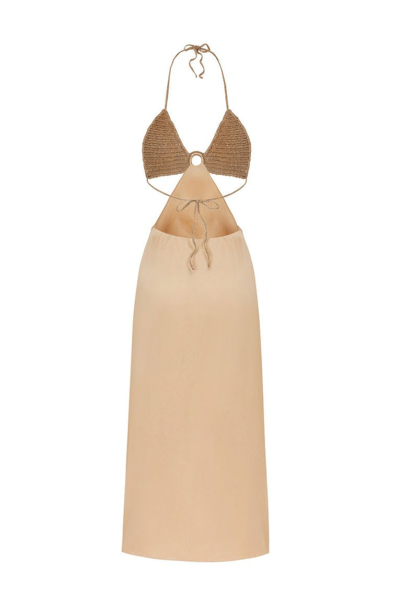 HAND-CROCHET MOTHER OF PEARL SILK DRESS - CULT MIA