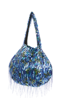 Blue Zari bag by Onalaja, stylish shoulder bag with intricate zari embroidery, featuring a sleek design and comfortable strap.
