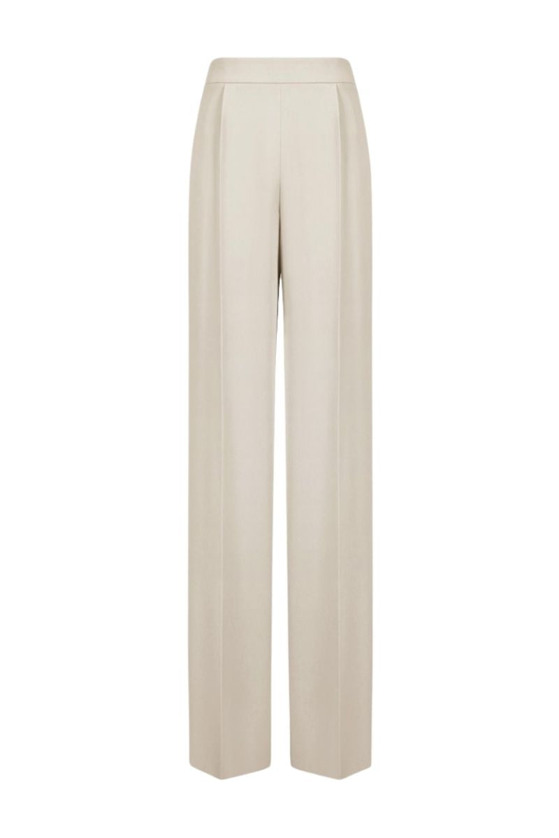 LEKIEU Kenya cream straight wide-leg pants displayed on a model with a relaxed fit and cream color, stylish and comfortable for casual wear.