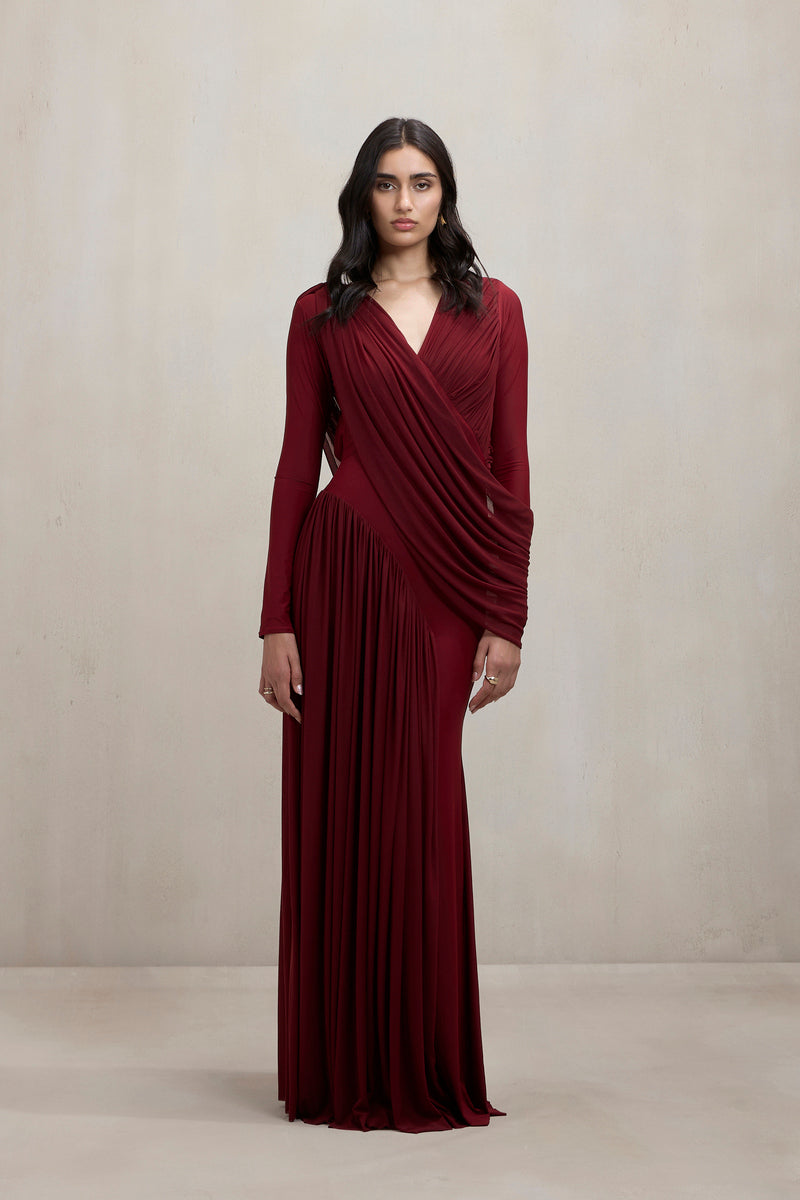 deme burgundy dress Deme by Gabriella Chantal Dress in Burgundy