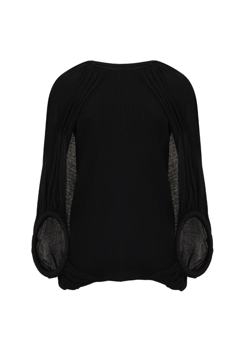 Haut en maille à double cercle noir