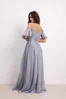 OvertheSea San Francisco gray-blue maxi dress with flowing fabric and sleeveless design, perfect for casual or summer wear.
