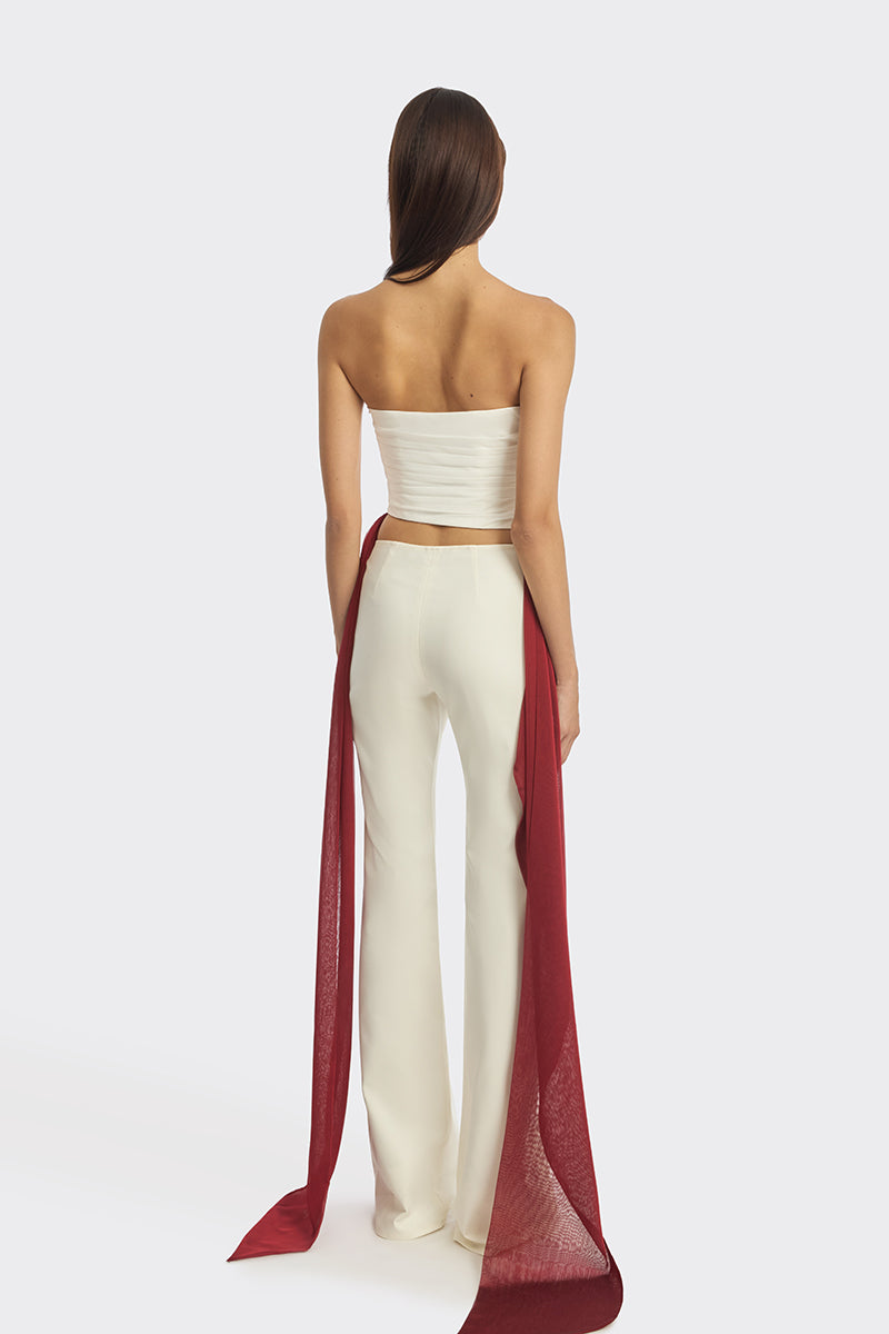 Three-tone burgundy bustier top by Stolen Stores featuring a stylish, fitted design perfect for festive occasions.