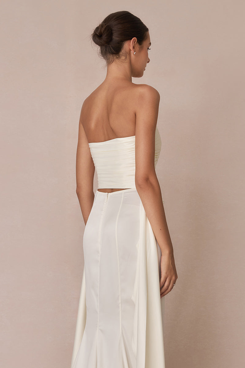 White 3-carat bustier top by Stolen Stores, featuring a fitted design and stylish details, ideal for fashion-forward outfits.
