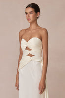 White 3-carat bustier top by Stolen Stores, featuring a fitted design with structured fabric and stylish details.
