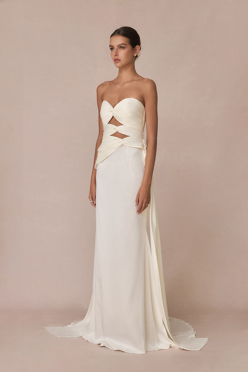 White 3-carat bustier top by Stolen Stores, featuring a fitted design and stylish fabric, perfect for fashionable outfits.