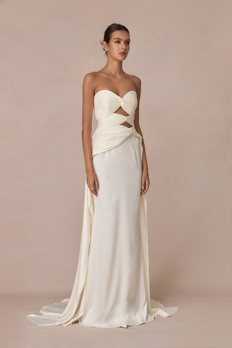 White 3-carat bustier top from Stolen Stores, featuring a fitted design and stylish strapless style.