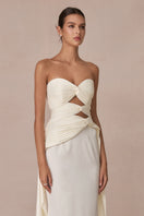 White 3-carat bustier top by Stolen Stores, featuring a fitted design and stylish neckline.