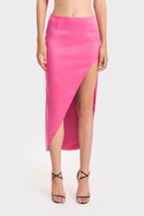 Hot pink maxi skirt by Stolen Stores, featuring a flowing design and vibrant color, perfect for stylish summer outfits.