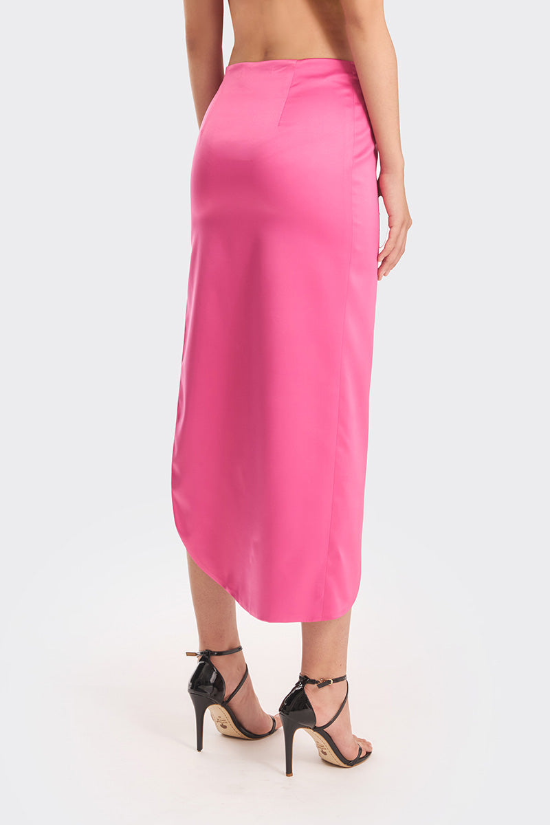 Rose pink 3-carat maxi skirt by Stolen Stores, flowing fabric with a stylish, elegant design perfect for casual or dressy occasions.