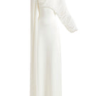 Elegant off-white ARIENNE gown by Deme By Gabriella, flowing fabric and sophisticated design perfect for formal occasions.