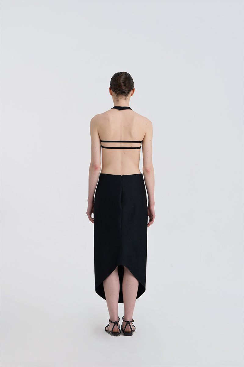 MORPH WOOL SILK SKIRT IN BLACK - CULT MIA