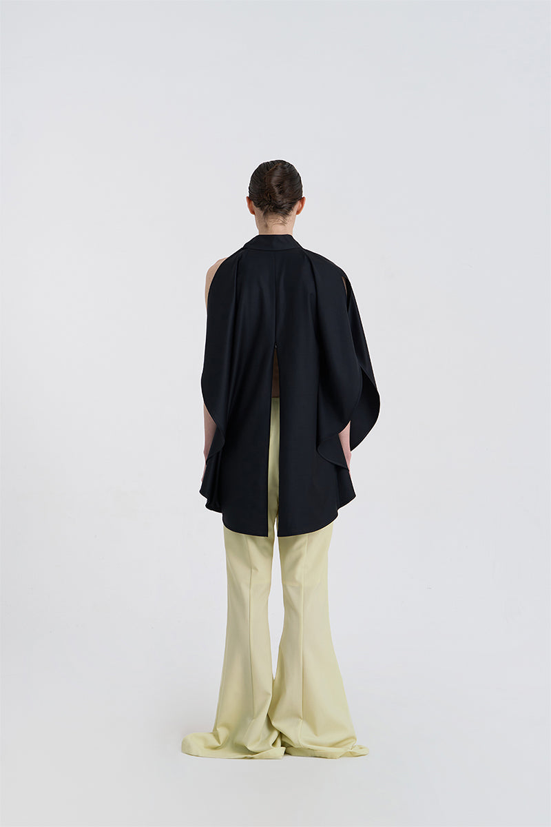 FILANTE CAPE WOOL BLOUSE IN BLACK - CULT MIA