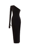 Black Kris Marán One Glove dress with a stylish cut-in design, midi length, elegant and fitted for a modern look.