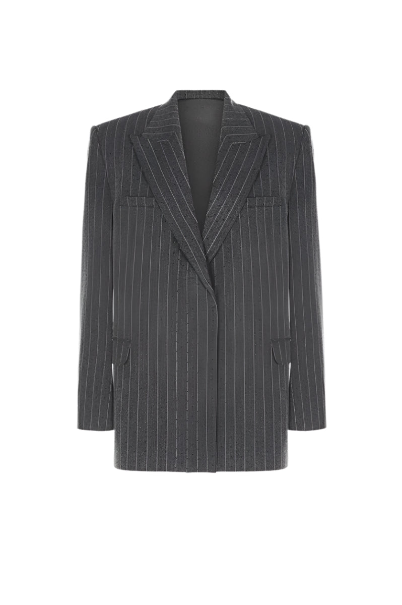 Men's striped Jacques blazer by Montsand featuring a tailored fit, classic lapel, and stylish pattern in neutral tones.