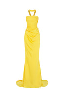 Le Thanh Hoa Canary Gown featuring elegant design and flowing fabric, perfect for formal or special occasions.