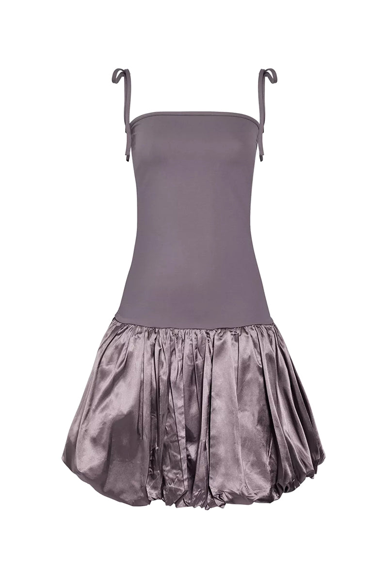 ALEXA MINI SATIN DRESS IN GRAY - CULT MIA