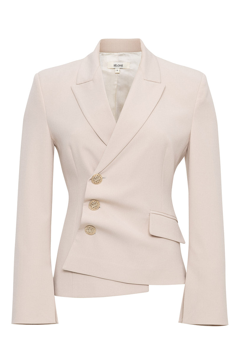 ORIS ASYMMETRIC TAILORED BLAZER IN WARM BEIGE
