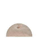 Adriana Castro mini leather clutch in gold with sleek design and compact size, perfect for evening accessories.