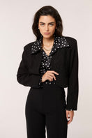 Señorita Maria black blazer jacket, tailored fit with lapel collar and sleek design, ideal for professional or casual wear.