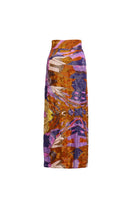 Onalaja Sierra maxi skirt in flowing fabric with a high waist and full-length design, displayed on a hanger.