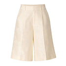 Leica floral jacquard culottes in ivory, stylish pants with intricate floral patterns and wide-leg design.