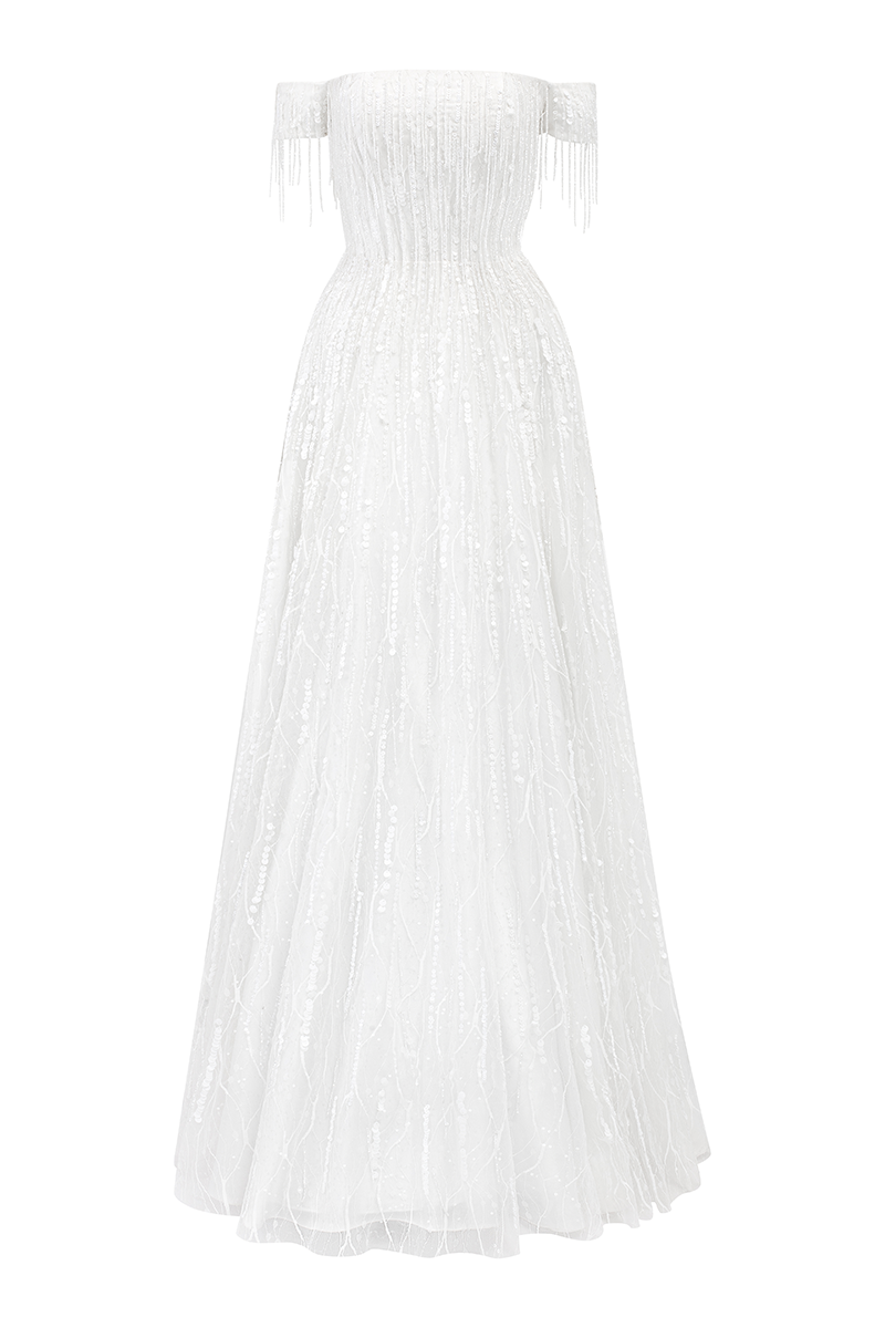 OFF-SHOULDER SEQUIN EMBELLISHED DRESS - CULT MIA