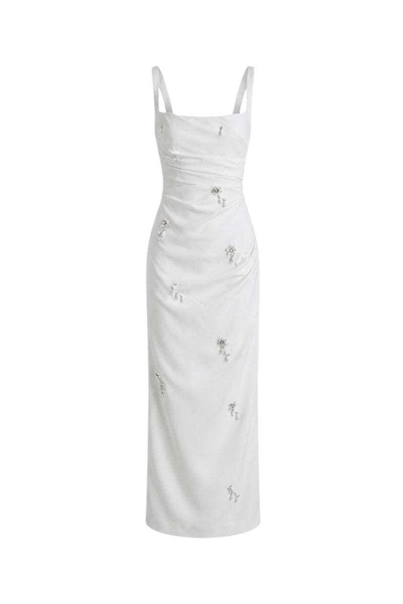 Keira Tong Ripple Maxi Dress with flowing fabric and ruffled details, perfect for casual or summer wear.