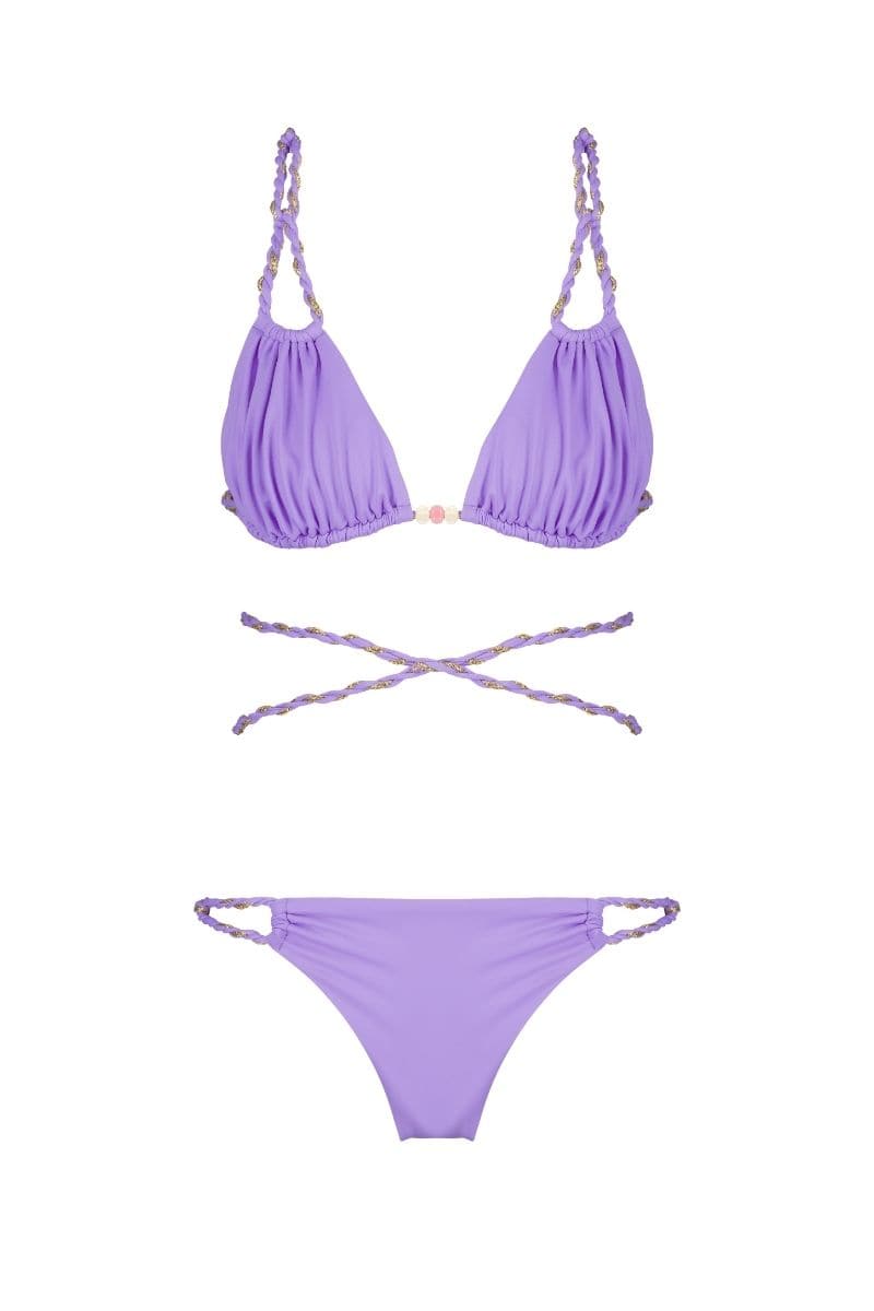 Maliluha Purple Dreamer bikini set featuring a stylish two-piece swimsuit with adjustable straps and modern cut.