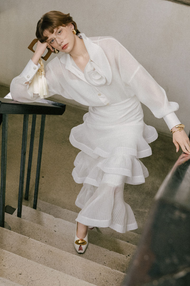 White Plan Shelton Set co-ord featuring a stylish matching top and pants laid flat on a neutral background.