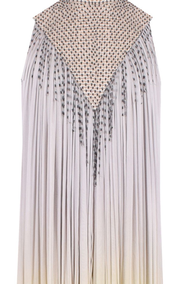 MANDARIN COLLARED CHIFFON MAXI DRESS - CULT MIA