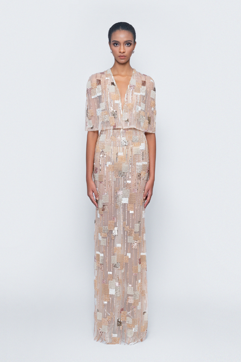 FREEZE PONCHO MAXI DRESS IN NEUTRAL - CULT MIA