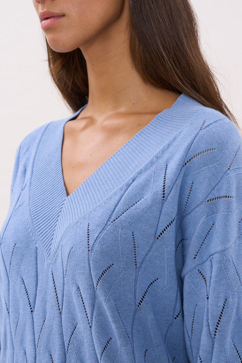OVERSIZED V NECK JUMPER IN LIGHT BLUE - CULT MIA