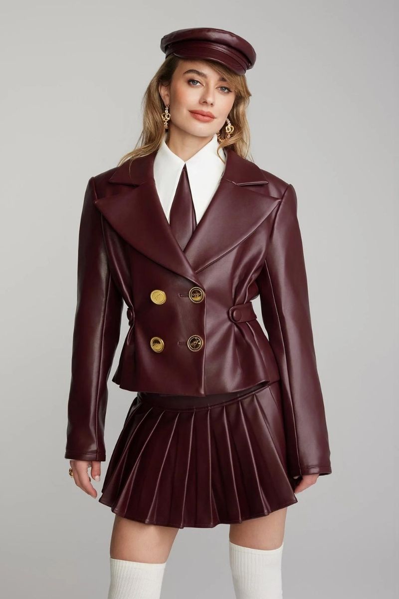 MIRABEL BROWN FAUX LEATHER JACKET - CULT MIA