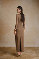Elegant black midi dress from Arti Apparel, showcasing a fitted silhouette and stylish design for versatile occasions.