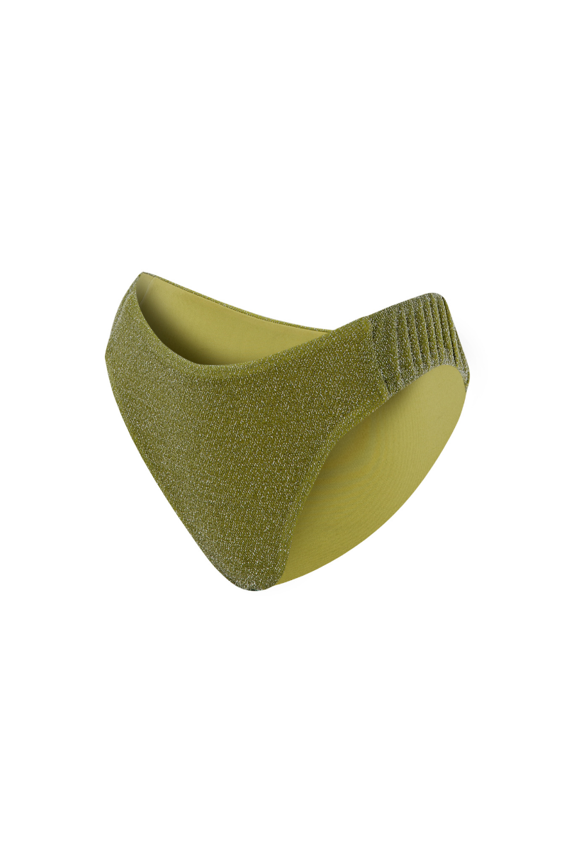 Suncillo Gina sparkly lime green bikini bottom with shimmering fabric and stylish fit, perfect for beach or poolside wear.