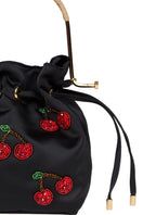 Waiwai Rio BEL CETIM cherry top handle bag with sleek design and gold-tone hardware for stylish everyday use.