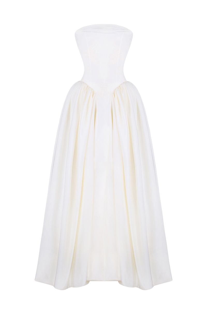IVORY PRINCESS TAFFETA DROP WAIST GOWN - CULT MIA