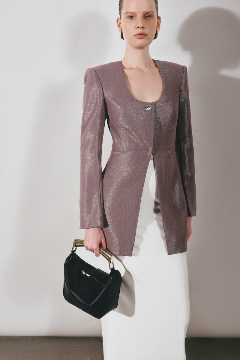 METALIC PRISTINE SCOOP-NECK BLAZER - CULT MIA