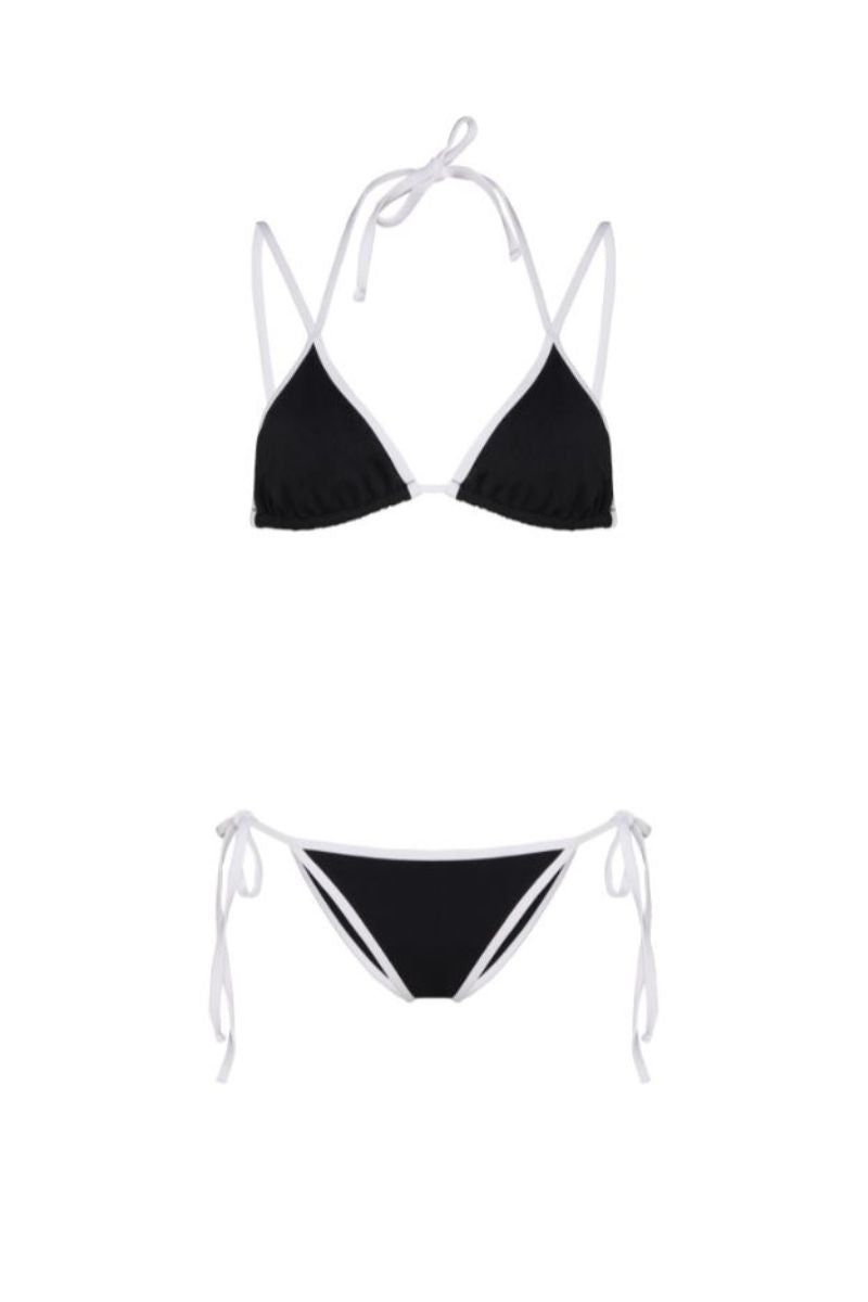 TRIANGLE BICOLOR TOP WITH ZOE BICOLOR BOTTOM IN BLACK - CULT MIA