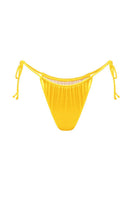Yellow glossy bikini bottom from Suncillo VIRNA collection, featuring sleek fabric and a stylish fit for beachwear.